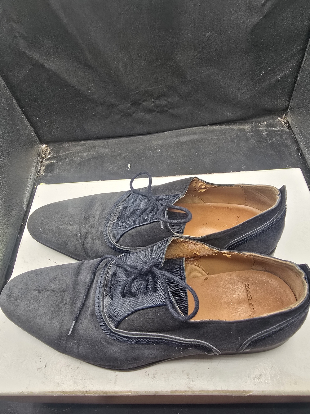 Zara Black Suede Lace-Up Oxford Shoes - Picture 3 of 8